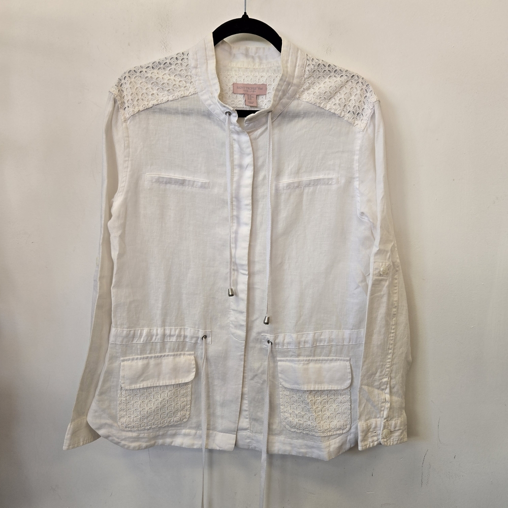 Saint Tropez West White Utility Jacket with Lace Details